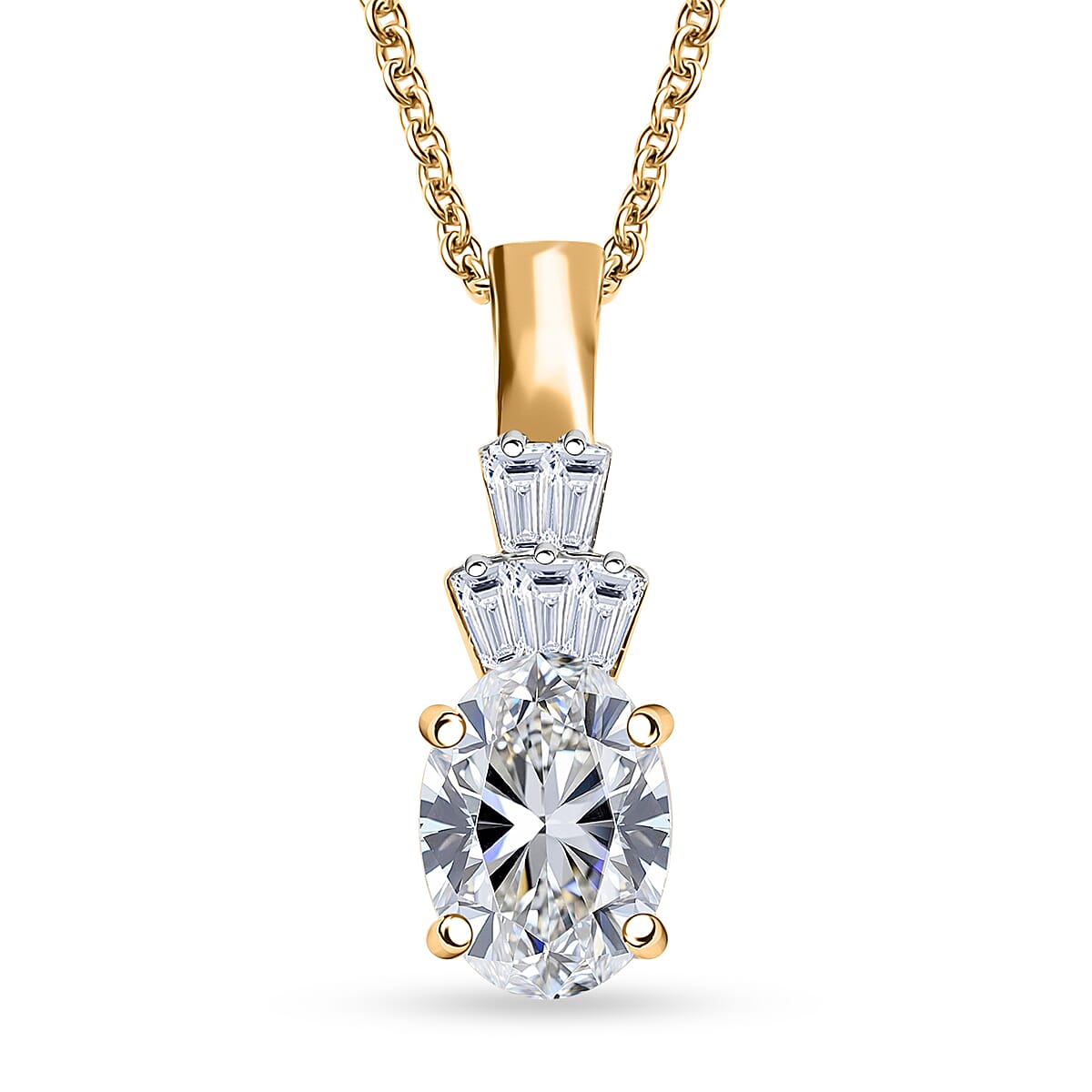 IGI Certified Luxuriant Lab Grown Diamond E-F VS 1.35 ctw Pendant Necklace in 10K Yellow Gold 20 Inches image number 0