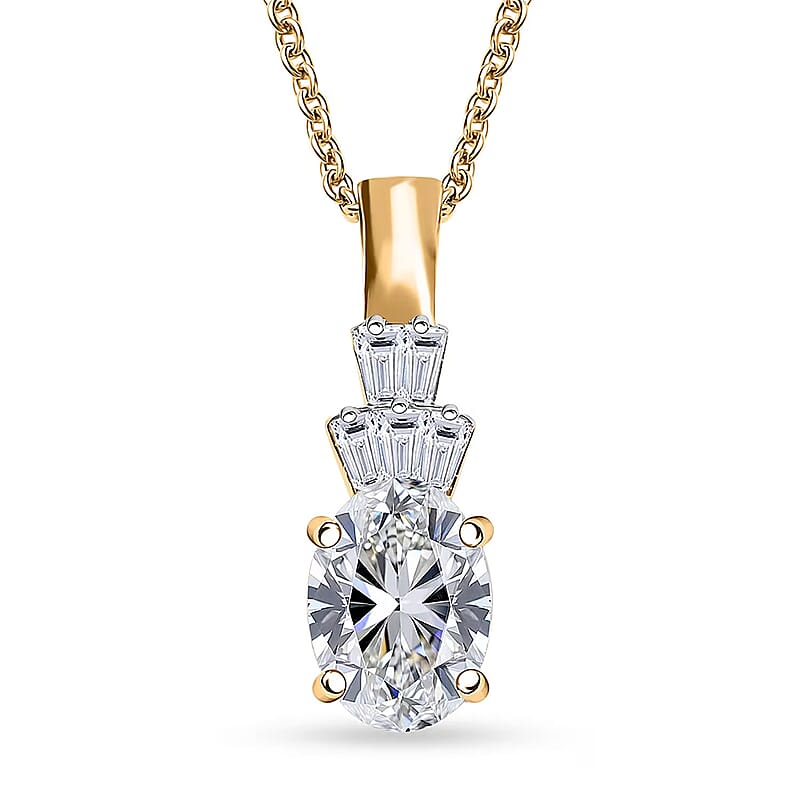IGI Certified Luxuriant Lab Grown Diamond E-F VS 1.35 ctw Pendant Necklace in 10K Yellow Gold 20 Inches