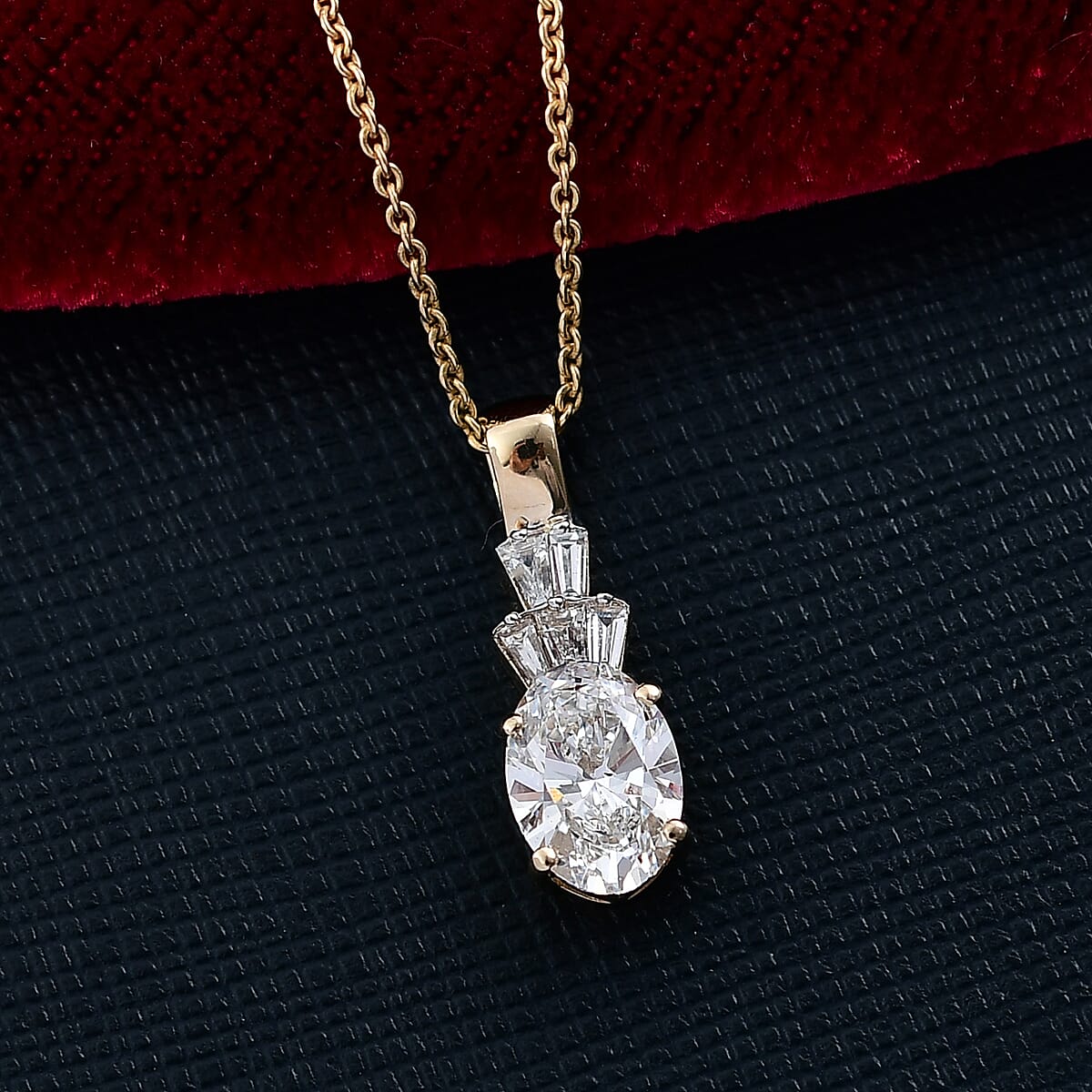 IGI Certified Luxuriant Lab Grown Diamond E-F VS 1.35 ctw Pendant Necklace in 10K Yellow Gold 20 Inches image number 1