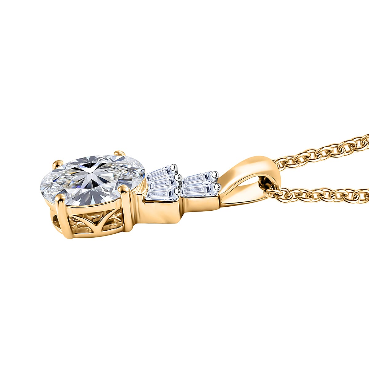 IGI Certified Luxuriant Lab Grown Diamond E-F VS 1.35 ctw Pendant Necklace in 10K Yellow Gold 20 Inches image number 3