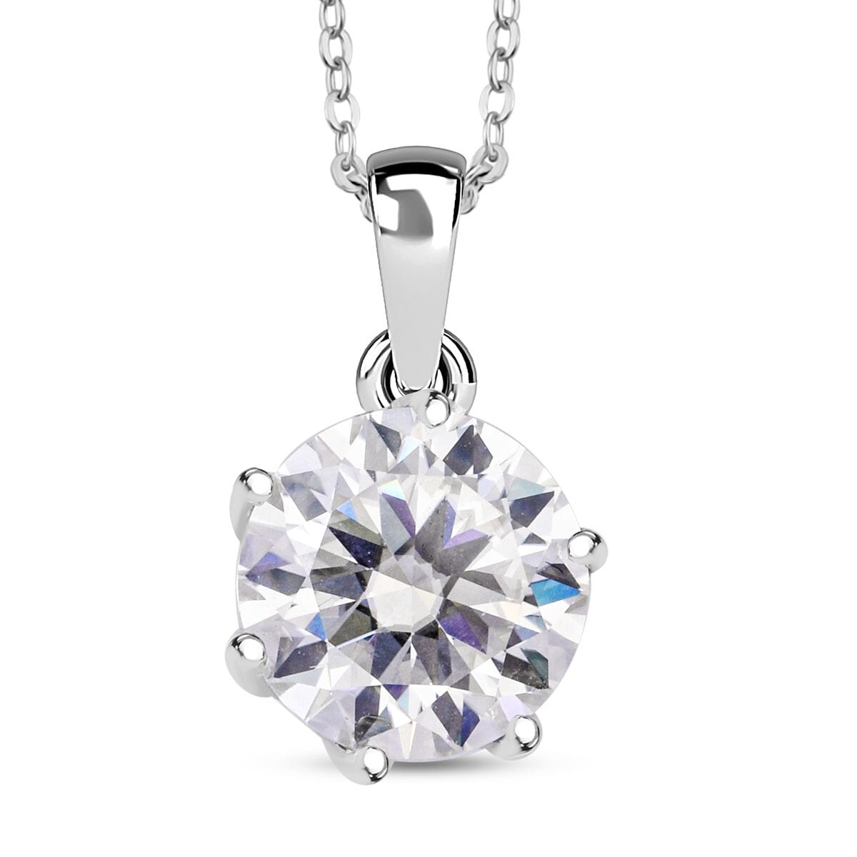 D'Joy Heart and Arrow Cut Moissanite 2.15 ctw Solitaire Pendant Necklace in Rhodium Over Sterling Silver 20 Inches image number 0