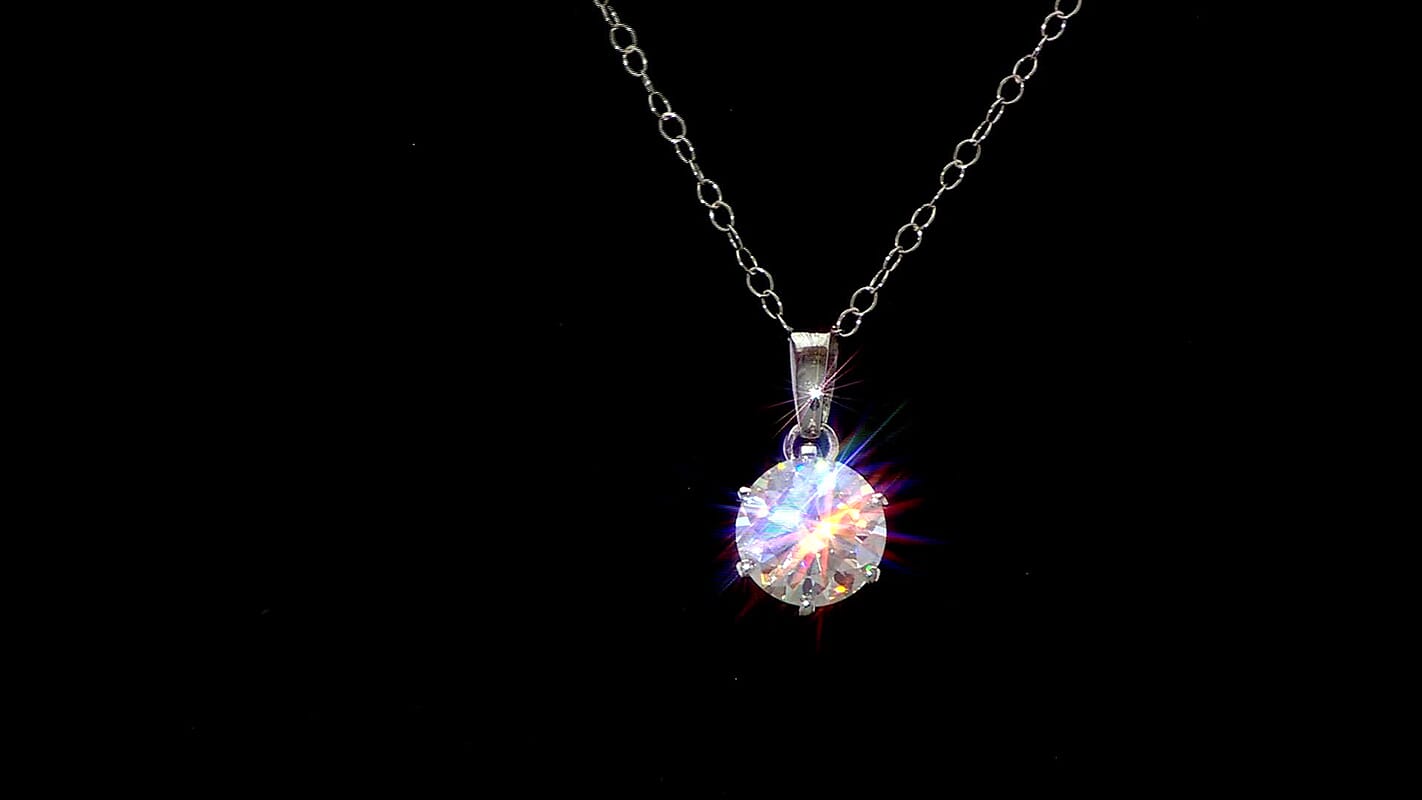 D'Joy Heart and Arrow Cut Moissanite 2.15 ctw Solitaire Pendant Necklace in Rhodium Over Sterling Silver 20 Inches