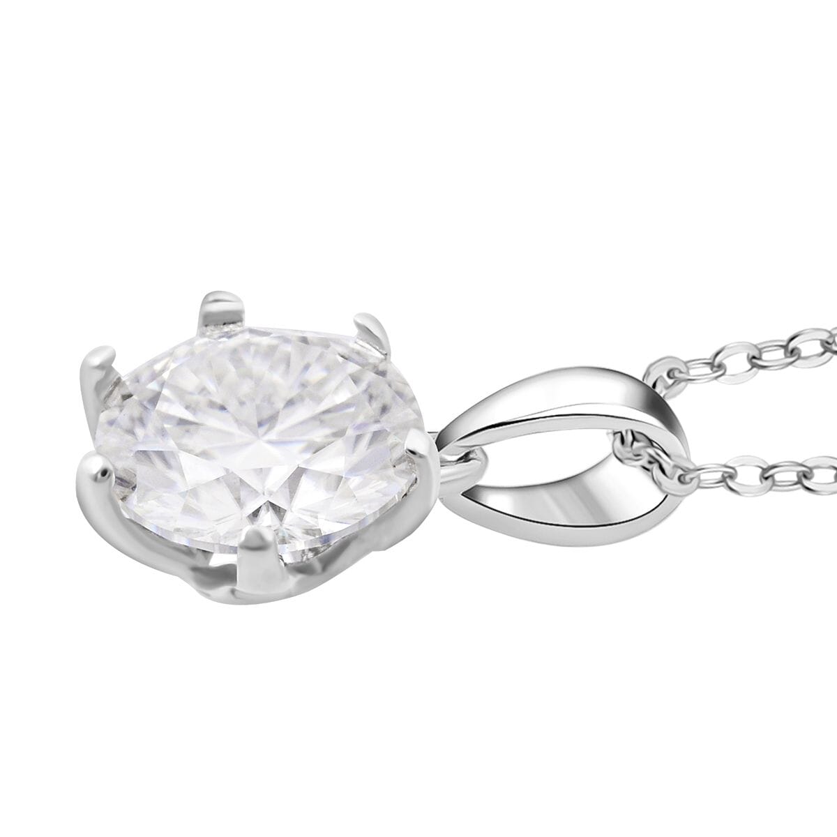 D'Joy Heart and Arrow Cut Moissanite 2.15 ctw Solitaire Pendant Necklace in Rhodium Over Sterling Silver 20 Inches image number 3