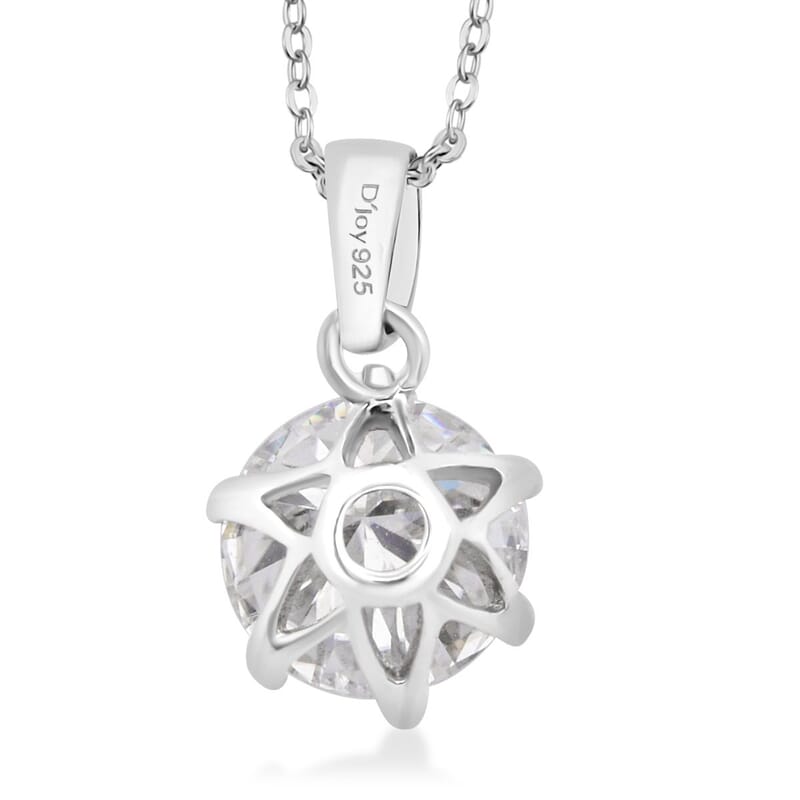 D'Joy Heart and Arrow Cut Moissanite 2.15 ctw Solitaire Pendant Necklace in Rhodium Over Sterling Silver 20 Inches