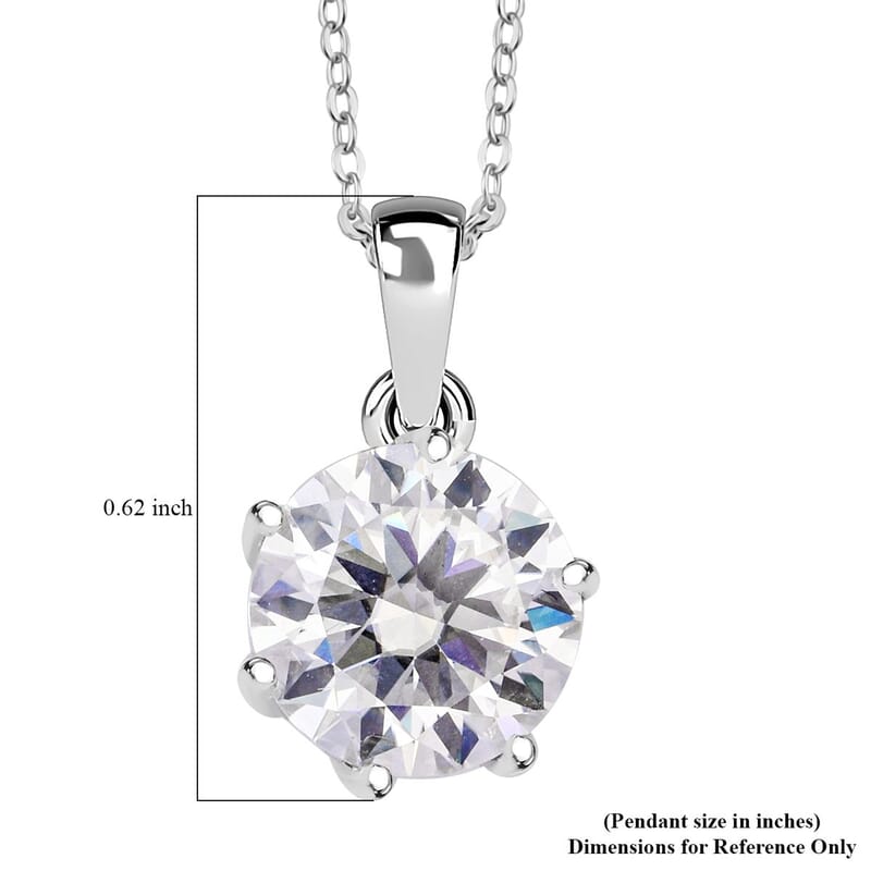 D'Joy Heart and Arrow Cut Moissanite 2.15 ctw Solitaire Pendant Necklace in Rhodium Over Sterling Silver 20 Inches