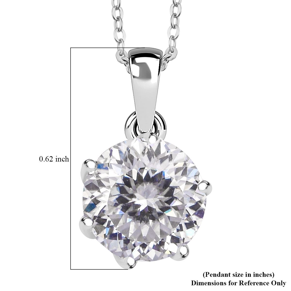 D'Joy Portuguese Cut 161 Facets Moissanite 2.15 ctw Solitaire Pendant Necklace in Rhodium Over Sterling Silver 20 Inches image number 6