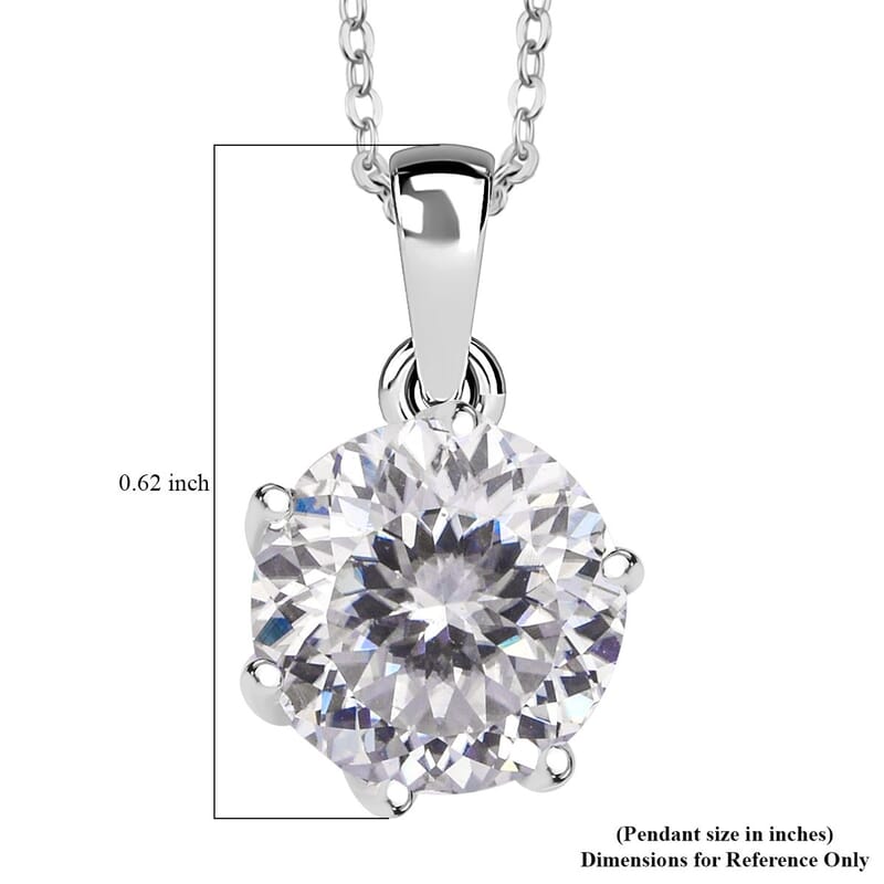 D'Joy Portuguese Cut 161 Facets Moissanite 2.15 ctw Solitaire Pendant Necklace in Rhodium Over Sterling Silver 20 Inches