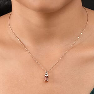 D'Joy Premium Blush Tourmaline and Moissanite 1.40 ctw Blush Deco Pendant Necklace in 18K Vermeil Rose Gold Over Sterling Silver 20 Inches