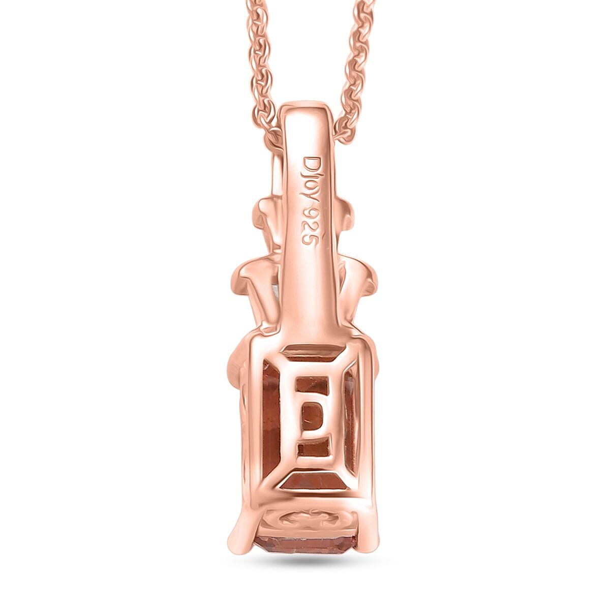 D'Joy Premium Blush Tourmaline and Moissanite 1.40 ctw Blush Deco Pendant Necklace in 18K Vermeil Rose Gold Over Sterling Silver 20 Inches