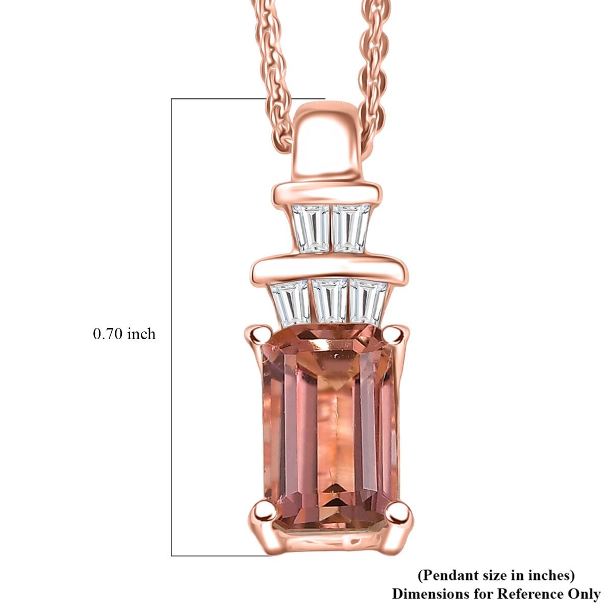 D'Joy Premium Blush Tourmaline and Moissanite 1.40 ctw Blush Deco Pendant Necklace in 18K Vermeil Rose Gold Over Sterling Silver 20 Inches image number 6