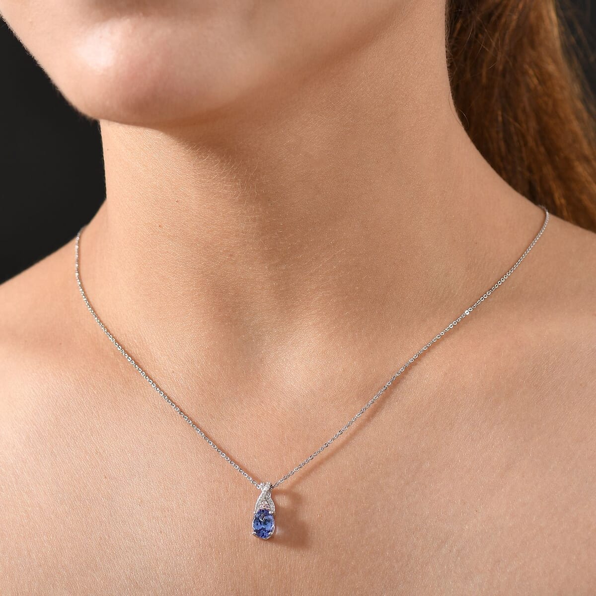 D’Joy Premium Tanzanite, Natural Pink and White Diamond 1.25 ctw Infinity Bliss Pendant Necklace 20 Inches in Rhodium Over Sterling Silver  image number 2