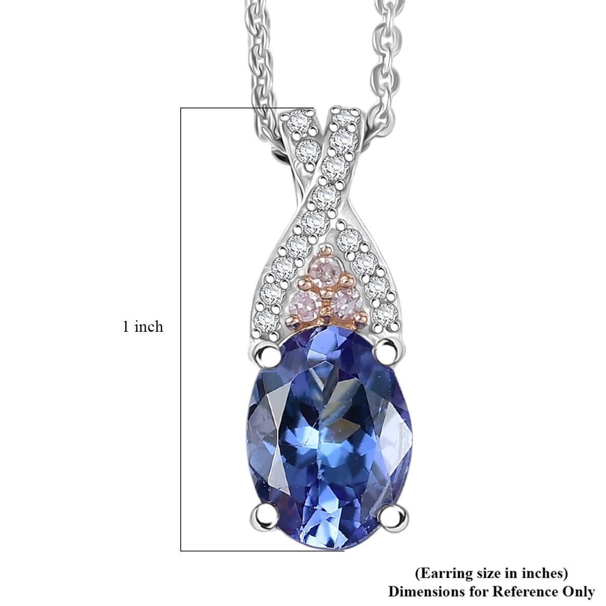 D’Joy Premium Tanzanite, Natural Pink and White Diamond 1.25 ctw Infinity Bliss Pendant Necklace 20 Inches in Rhodium Over Sterling Silver  image number 6