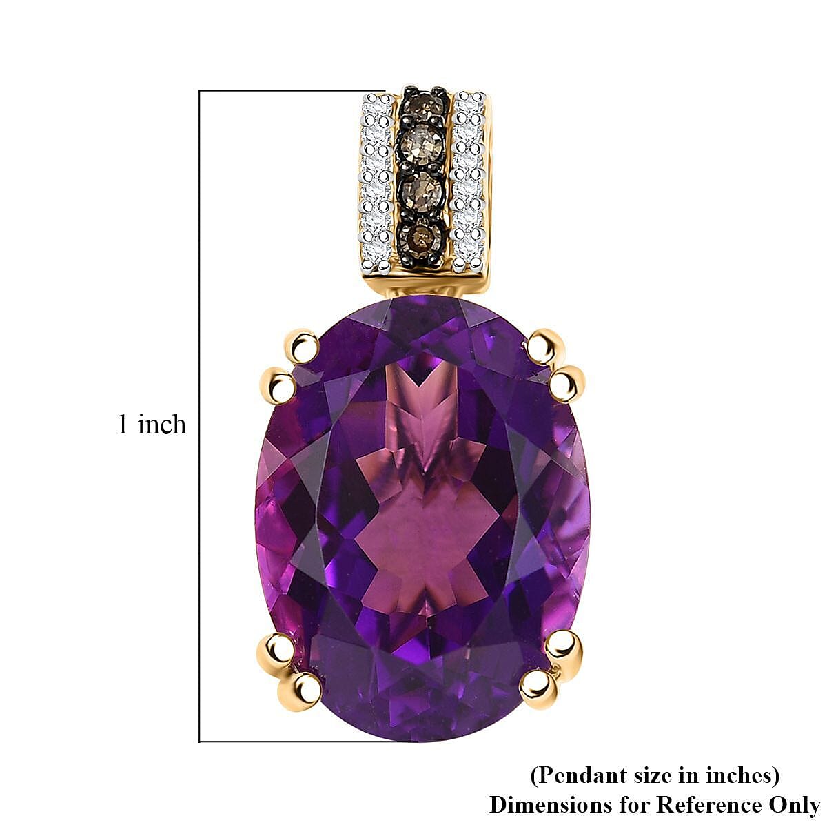 D'Joy AAA Brejinho Amethyst, Natural Champagne and White Diamond 9.40 ctw Art Deco Pendant Necklace in 18K Vermeil Yellow Gold Over Sterling Silver 20 Inches
