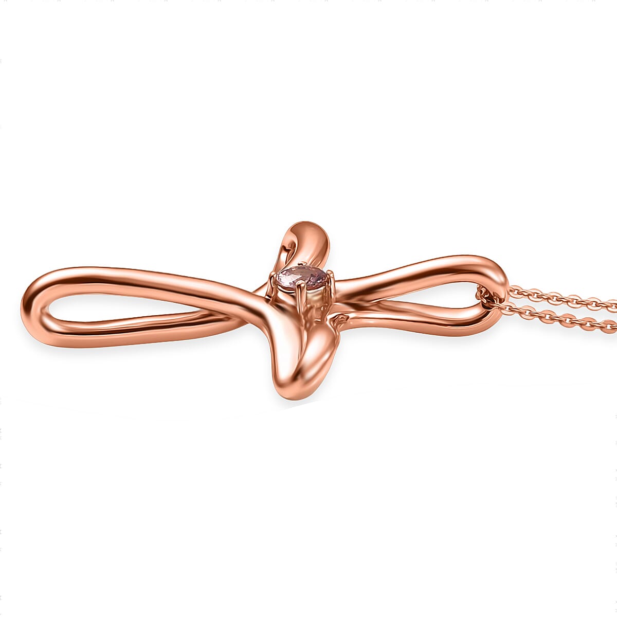 D'Joy Champagne Apatite 0.25 ctw Cross Pendant Necklace 20 Inches in 18K Vermeil Rose Gold Over Sterling Silver image number 3