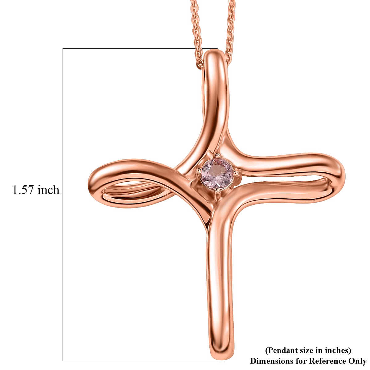 D'Joy Champagne Apatite 0.25 ctw Cross Pendant Necklace 20 Inches in 18K Vermeil Rose Gold Over Sterling Silver image number 5