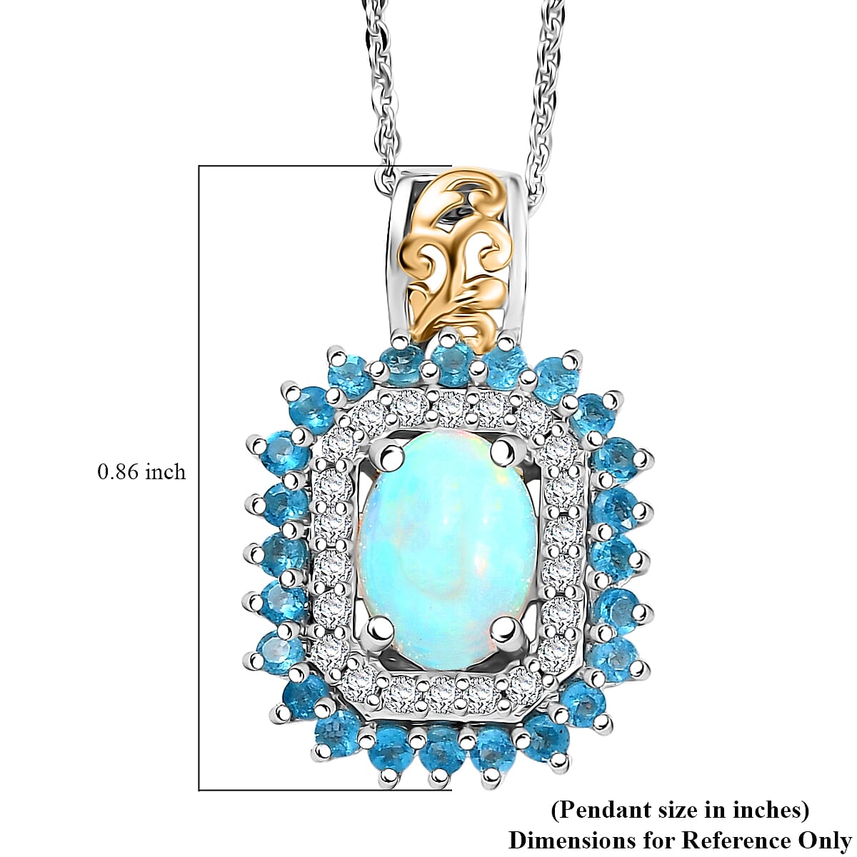 D'Joy Ethiopian Welo Opal and Multi Gemstone 1.70 ctw Sunburst Pendant Necklace in 18K Vermeil YG and Rhodium Over Sterling Silver 20 Inches image number 6