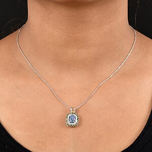 D'Joy Boulder Opal Triplet and Multi Gemstone 1.50 ctw Sunburst Pendant Necklace 20 Inches in 18K Vermeil YG and Rhodium Over Sterling Silver