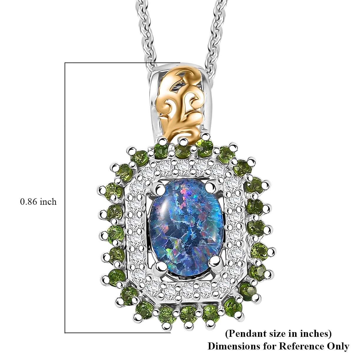 D'Joy Boulder Opal Triplet and Multi Gemstone 1.50 ctw Pendant Necklace 20 Inches in Rhodium Over Sterling Silver image number 5