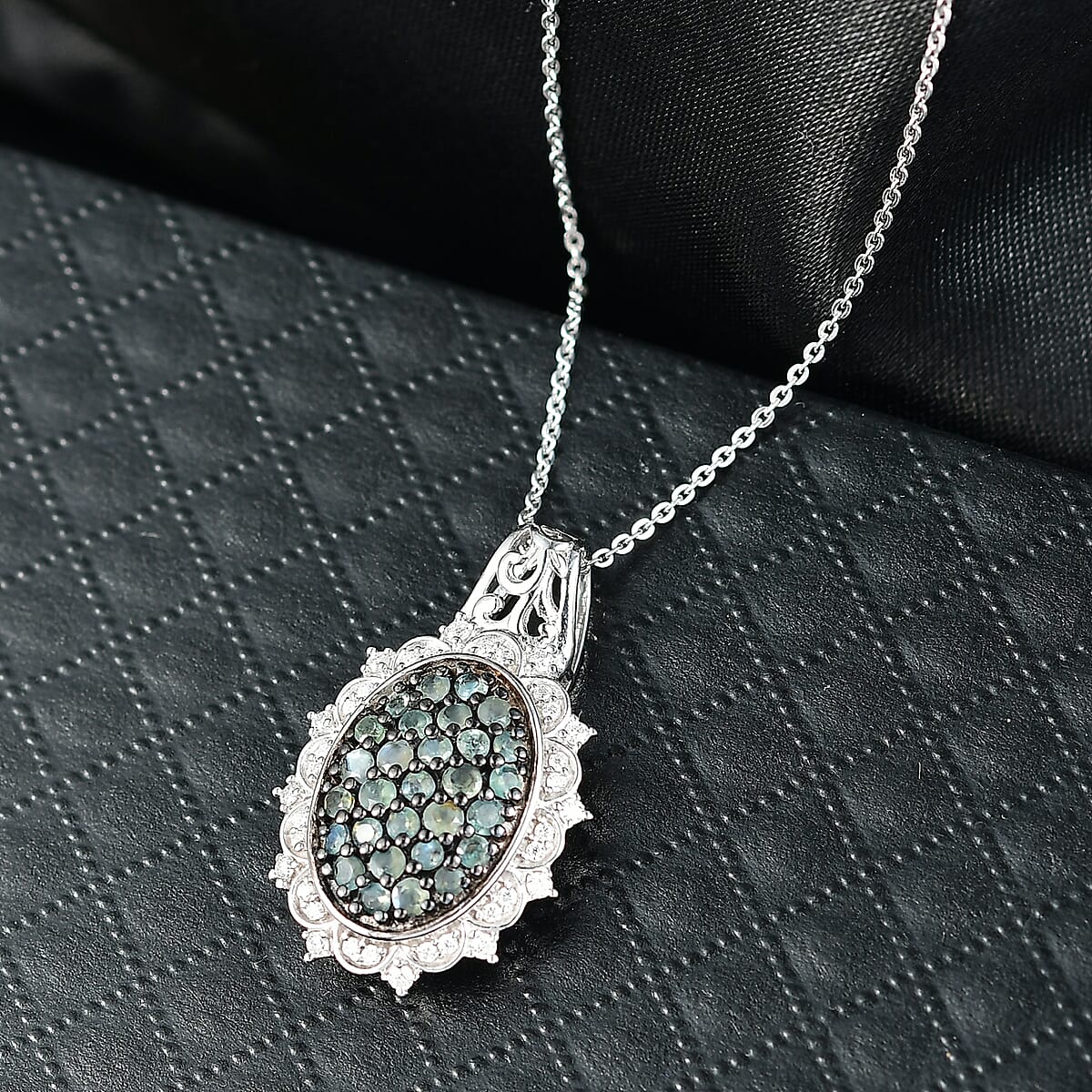 D'Joy Narsipatnam Alexandrite and Moissanite 1.40 ctw Pendant Necklace in Rhodium Over Sterling Silver 20 Inches  image number 1