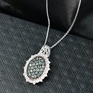 D'Joy Narsipatnam Alexandrite and Moissanite 1.40 ctw Vine & Bloom Pendant Necklace in Rhodium Over Sterling Silver 20 Inches 