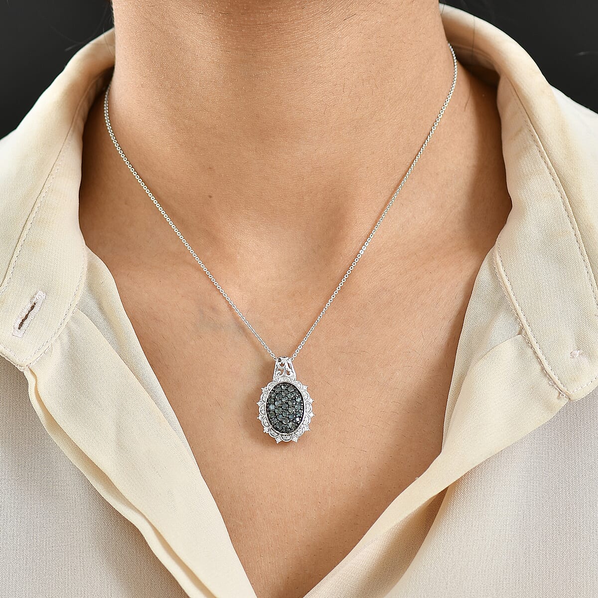 D'Joy Narsipatnam Alexandrite and Moissanite 1.40 ctw Pendant Necklace in Rhodium Over Sterling Silver 20 Inches  image number 2