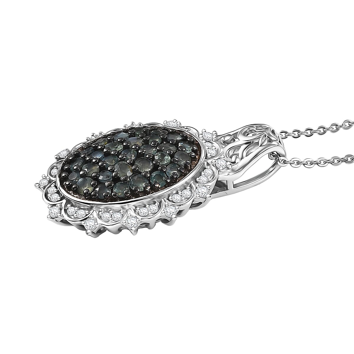 D'Joy Narsipatnam Alexandrite and Moissanite 1.40 ctw Pendant Necklace in Rhodium Over Sterling Silver 20 Inches  image number 3