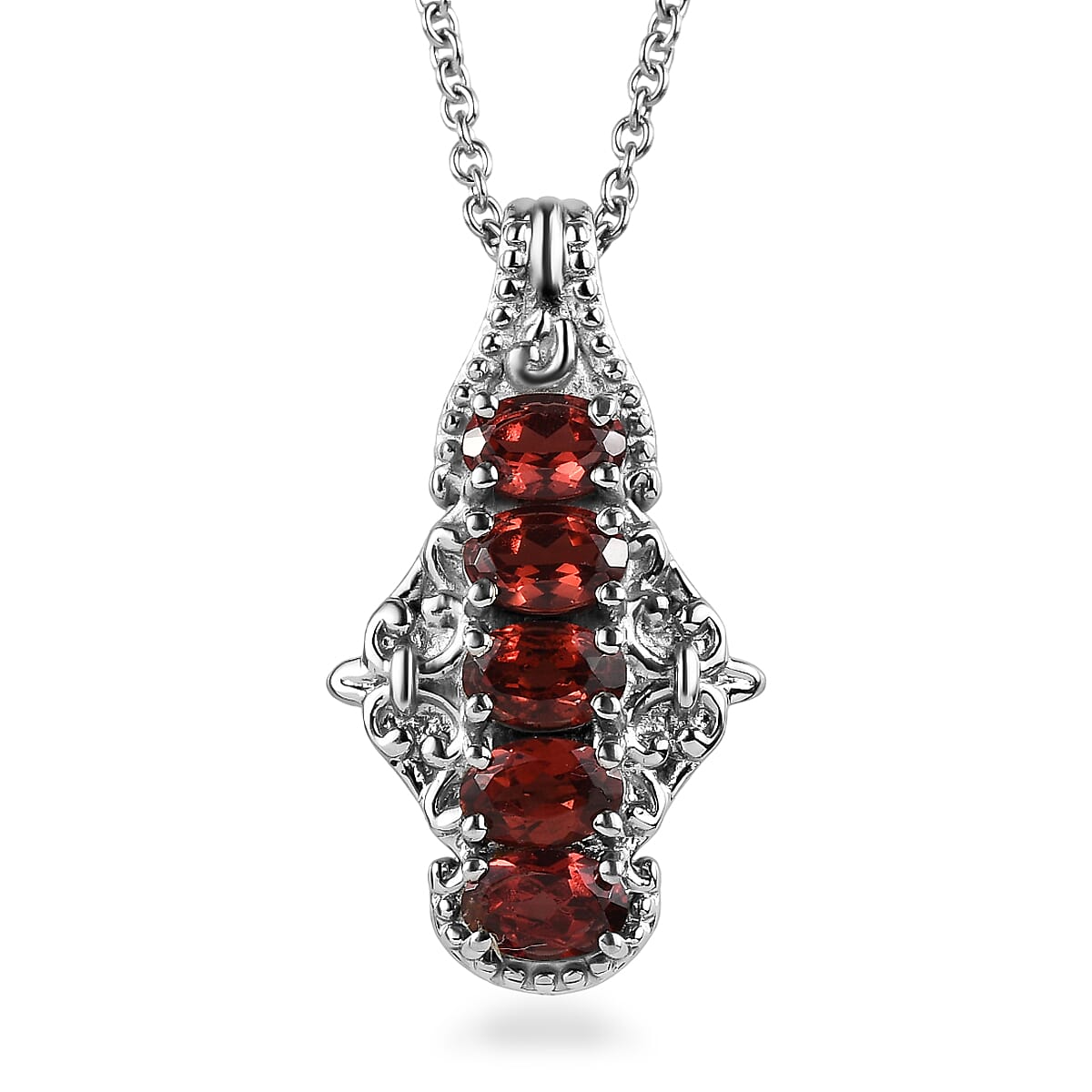 EverTrue Mozambique Garnet 3.00 ctw Pendant Necklace in Stainless Steel 20 Inches image number 0