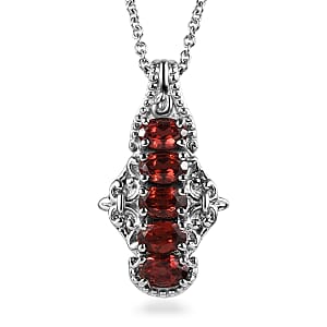 EverTrue Mozambique Garnet 3.00 ctw Pendant Necklace in Stainless Steel 20 Inches