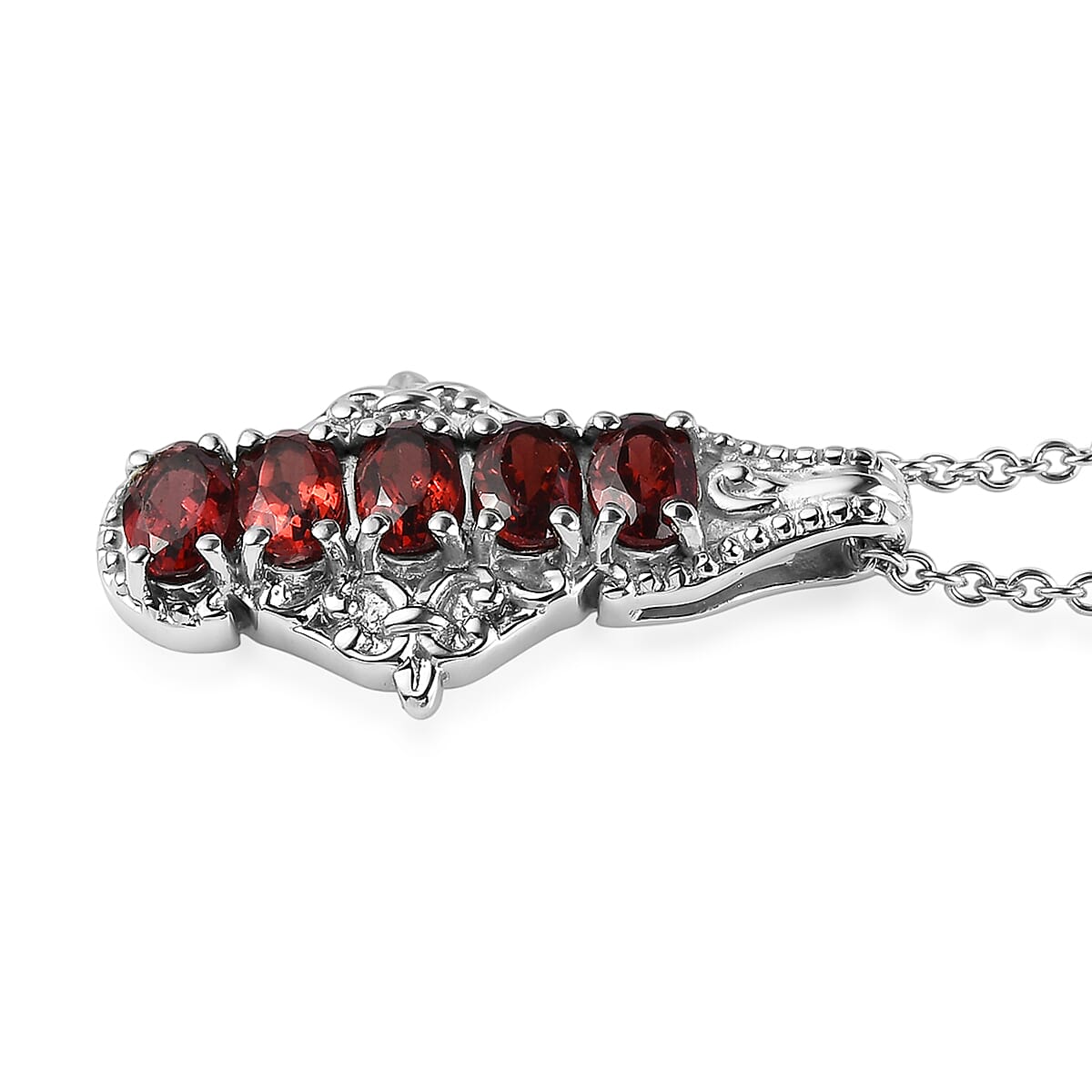 EverTrue Mozambique Garnet 3.00 ctw Pendant Necklace in Stainless Steel 20 Inches image number 3