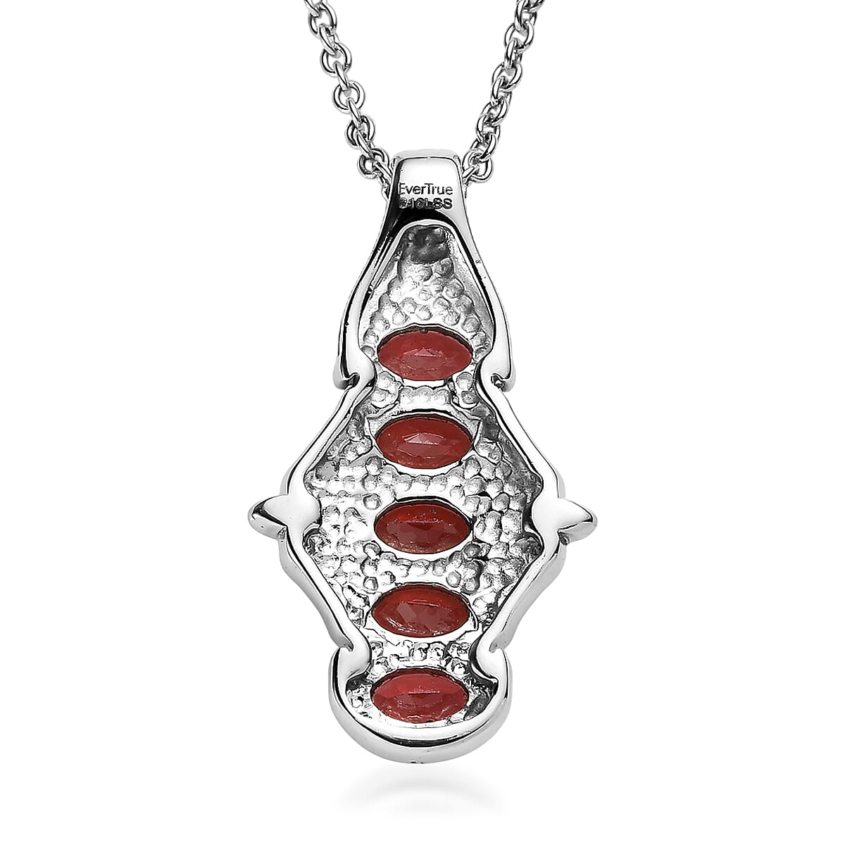 EverTrue Mozambique Garnet 3.00 ctw Pendant Necklace in Stainless Steel 20 Inches image number 4