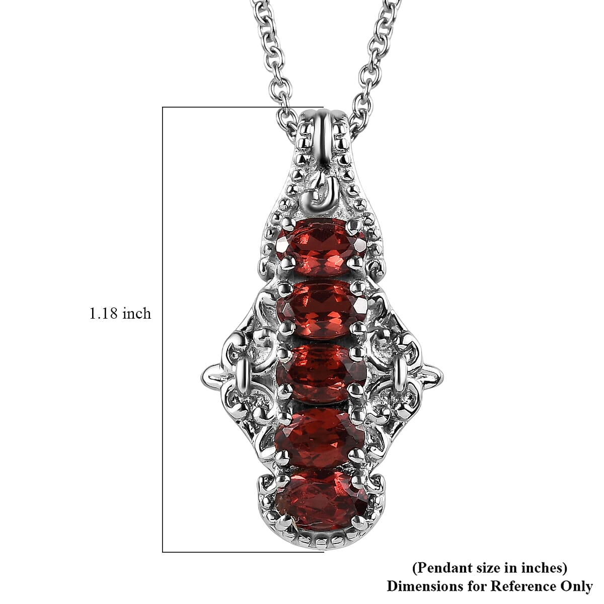 EverTrue Mozambique Garnet 3.00 ctw Pendant Necklace in Stainless Steel 20 Inches image number 5