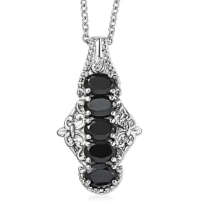 EverTrue Thai Black Spinel 3.10 ctw Pendant Necklace 3.10 ctw in Stainless Steel 20 Inches
