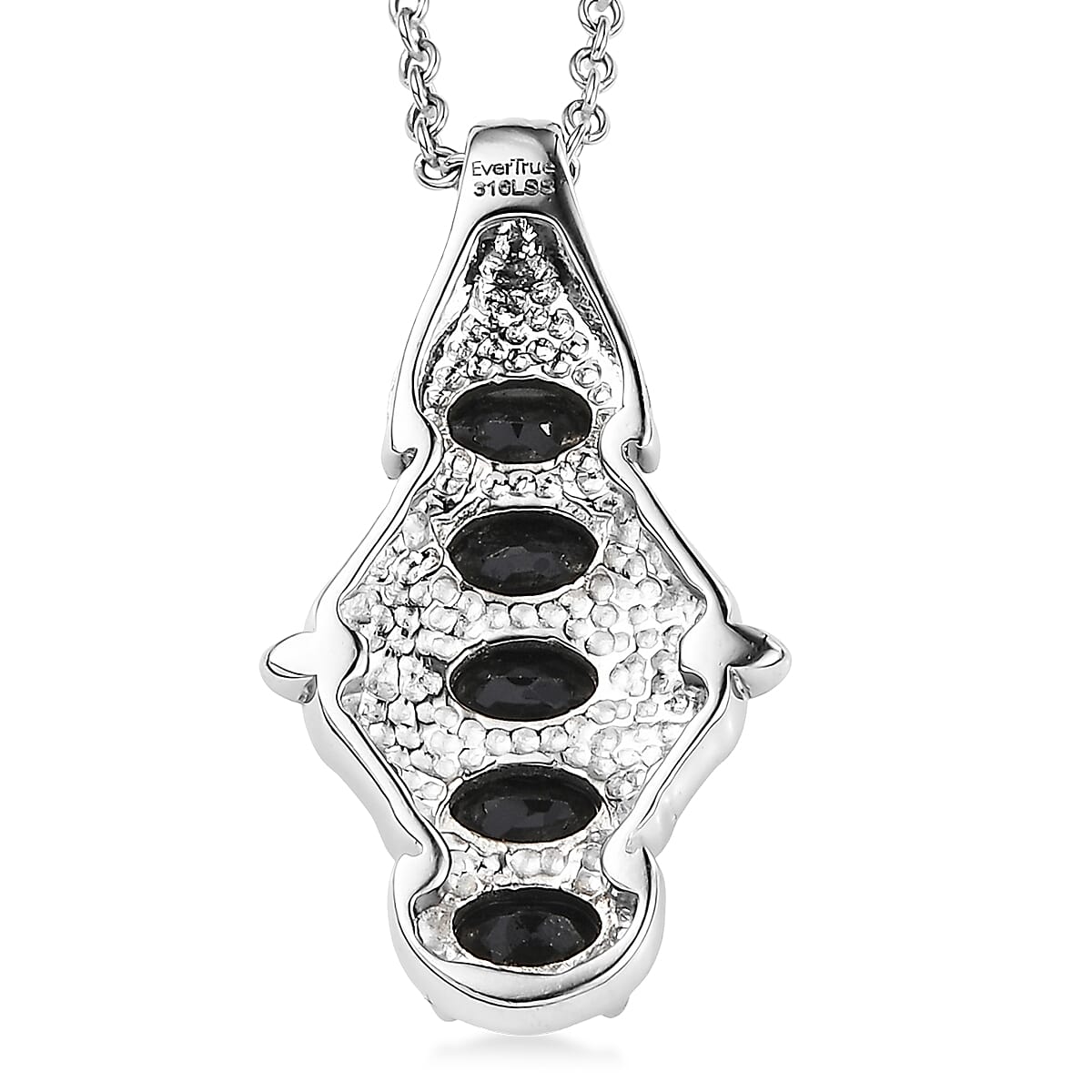 EverTrue Thai Black Spinel 3.10 ctw Pendant Necklace 3.10 ctw in Stainless Steel 20 Inches image number 4