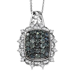 D'Joy Narsipatnam Alexandrite and Moissanite 1.50 ctw Vine & Bloom Pendant Necklace in Rhodium Over Sterling Silver 20 Inches 