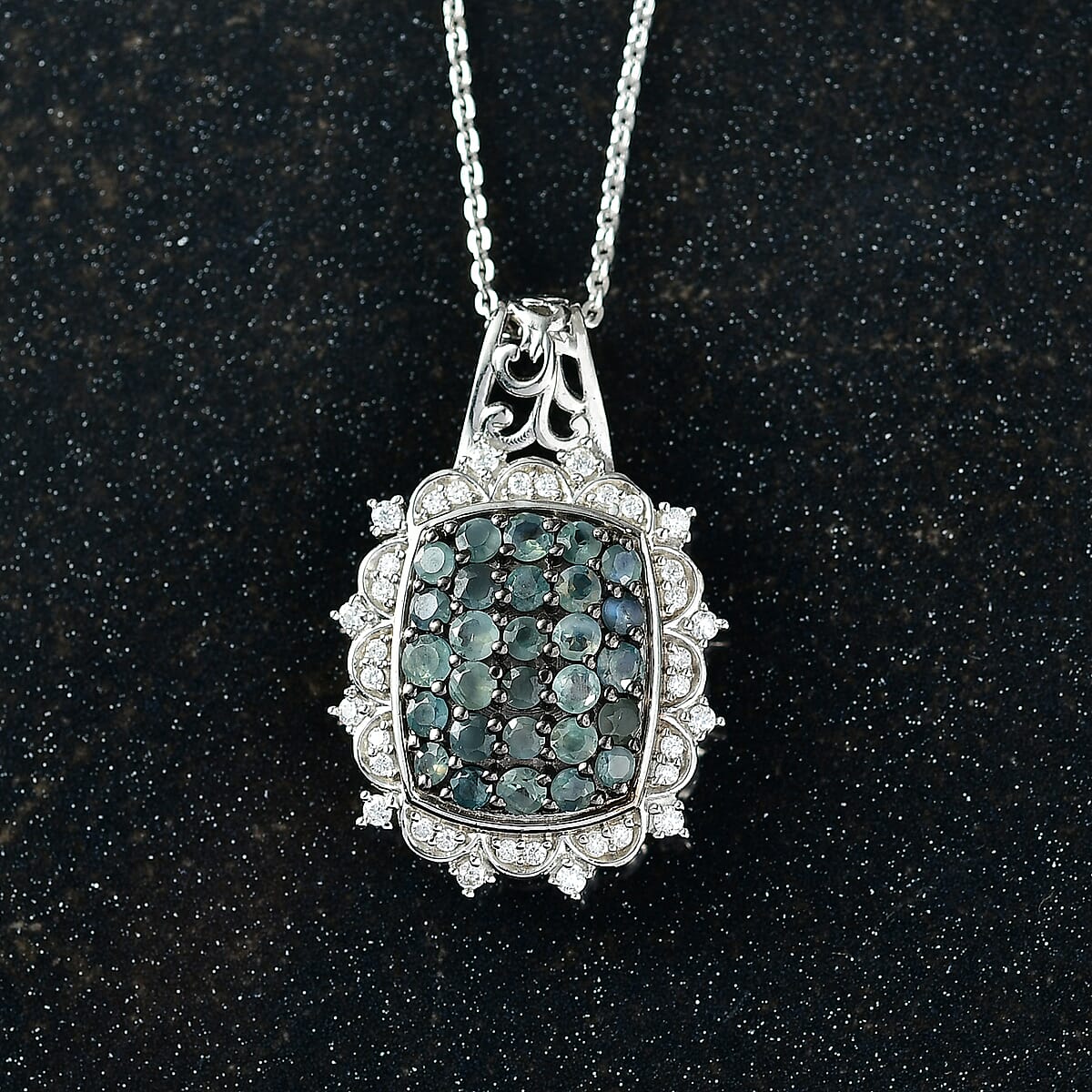 D'Joy Narsipatnam Alexandrite and Moissanite 1.50 ctw Vine & Bloom Pendant Necklace in Rhodium Over Sterling Silver 20 Inches  image number 1