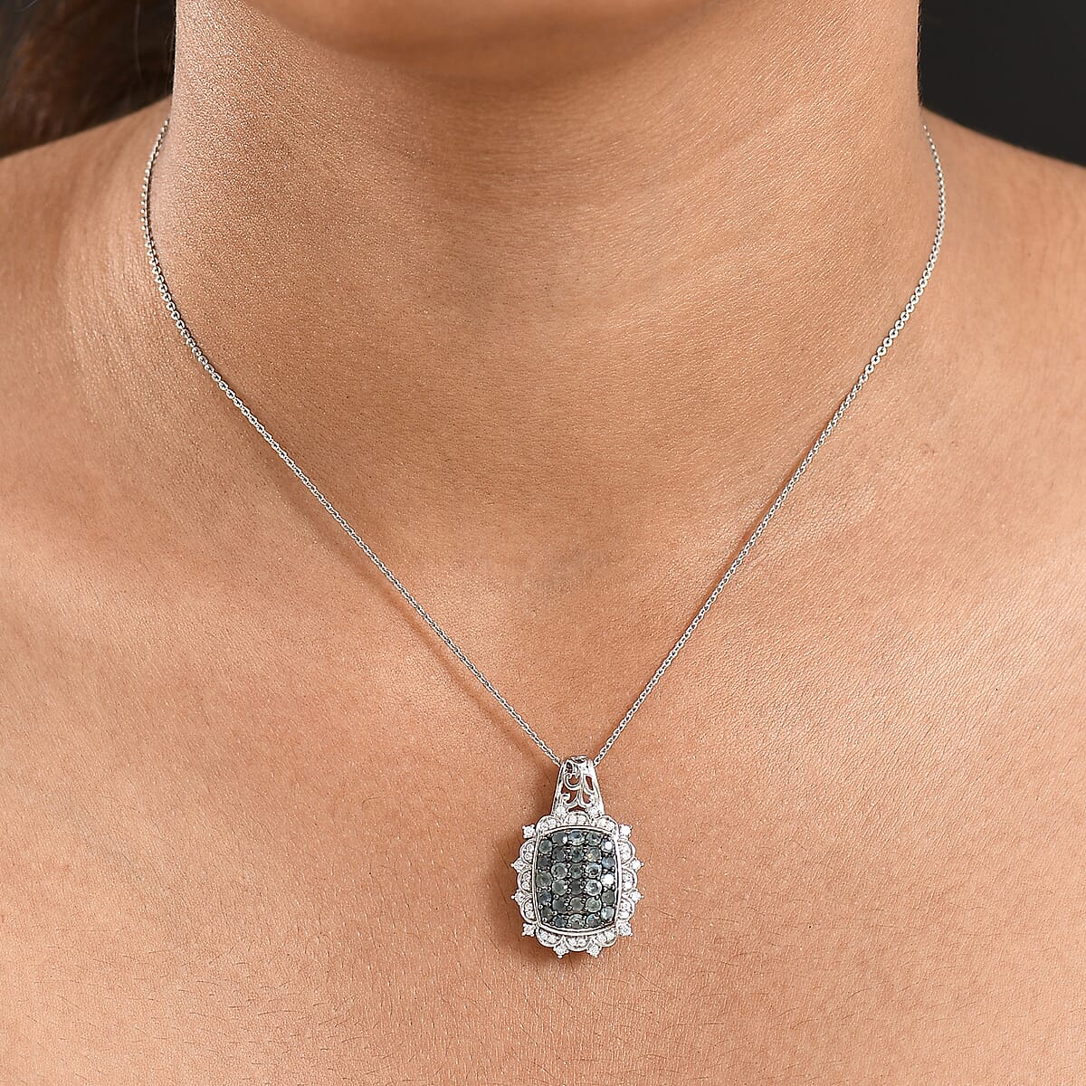 D'Joy Narsipatnam Alexandrite and Moissanite 1.50 ctw Vine & Bloom Pendant Necklace in Rhodium Over Sterling Silver 20 Inches  image number 2