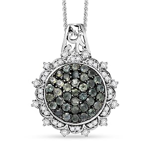 D'Joy Narsipatnam Alexandrite and Moissanite 1.35 ctw Vine & Bloom Pendant Necklace in Rhodium Over Sterling Silver 20 Inches 