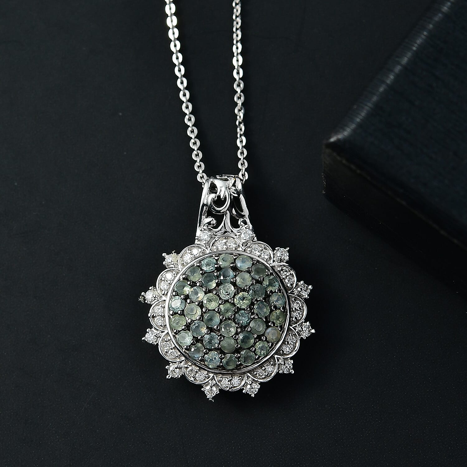 D'Joy Narsipatnam Alexandrite and Moissanite 1.35 ctw Vine & Bloom Pendant Necklace in Rhodium Over Sterling Silver 20 Inches