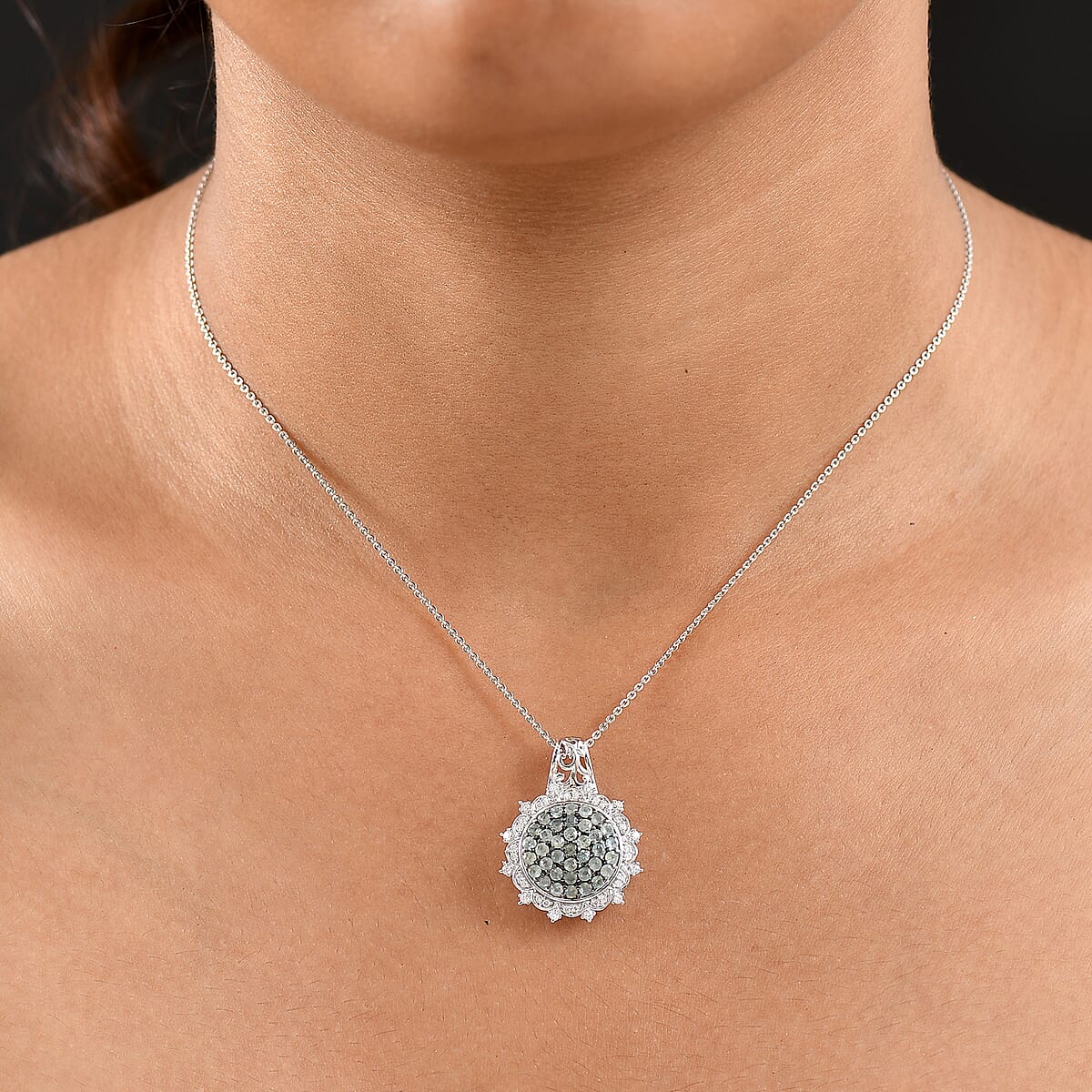 D'Joy Narsipatnam Alexandrite and Moissanite 1.35 ctw Vine & Bloom Pendant Necklace in Rhodium Over Sterling Silver 20 Inches  image number 2