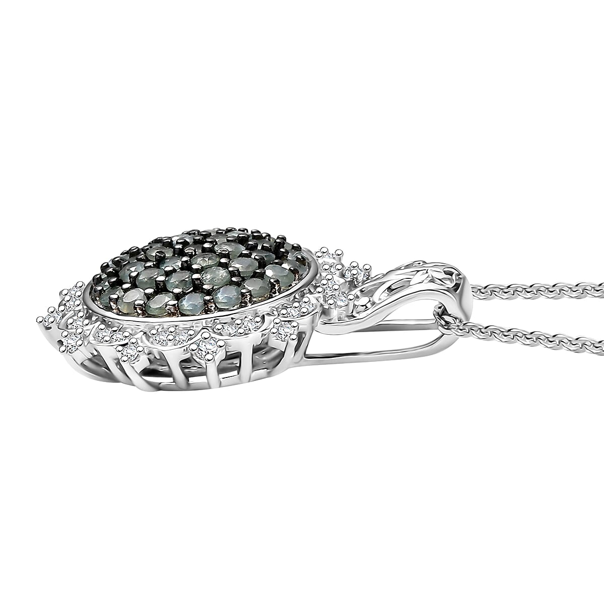D'Joy Narsipatnam Alexandrite and Moissanite 1.35 ctw Vine & Bloom Pendant Necklace in Rhodium Over Sterling Silver 20 Inches  image number 3