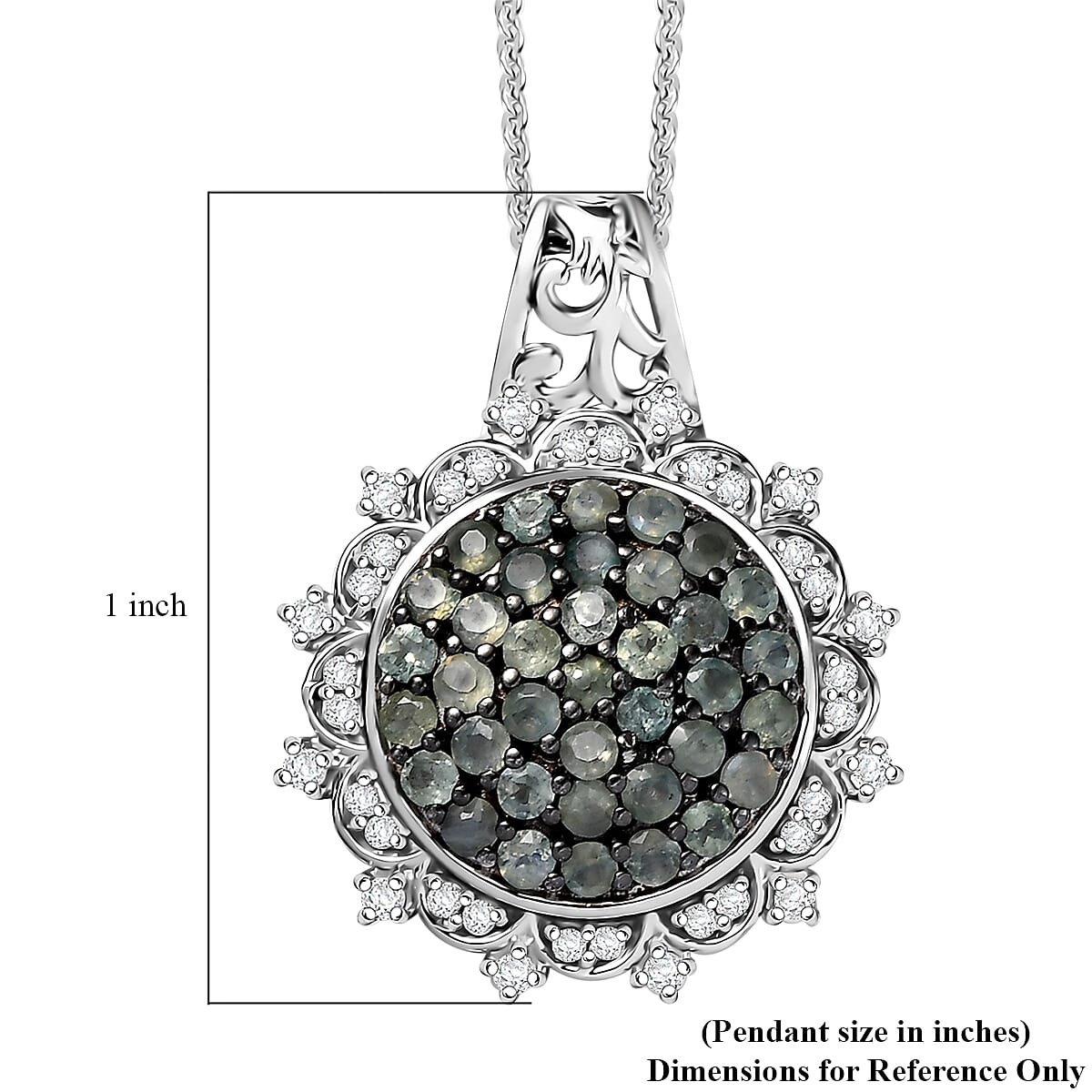 D'Joy Narsipatnam Alexandrite and Moissanite 1.35 ctw Vine & Bloom Pendant Necklace in Rhodium Over Sterling Silver 20 Inches