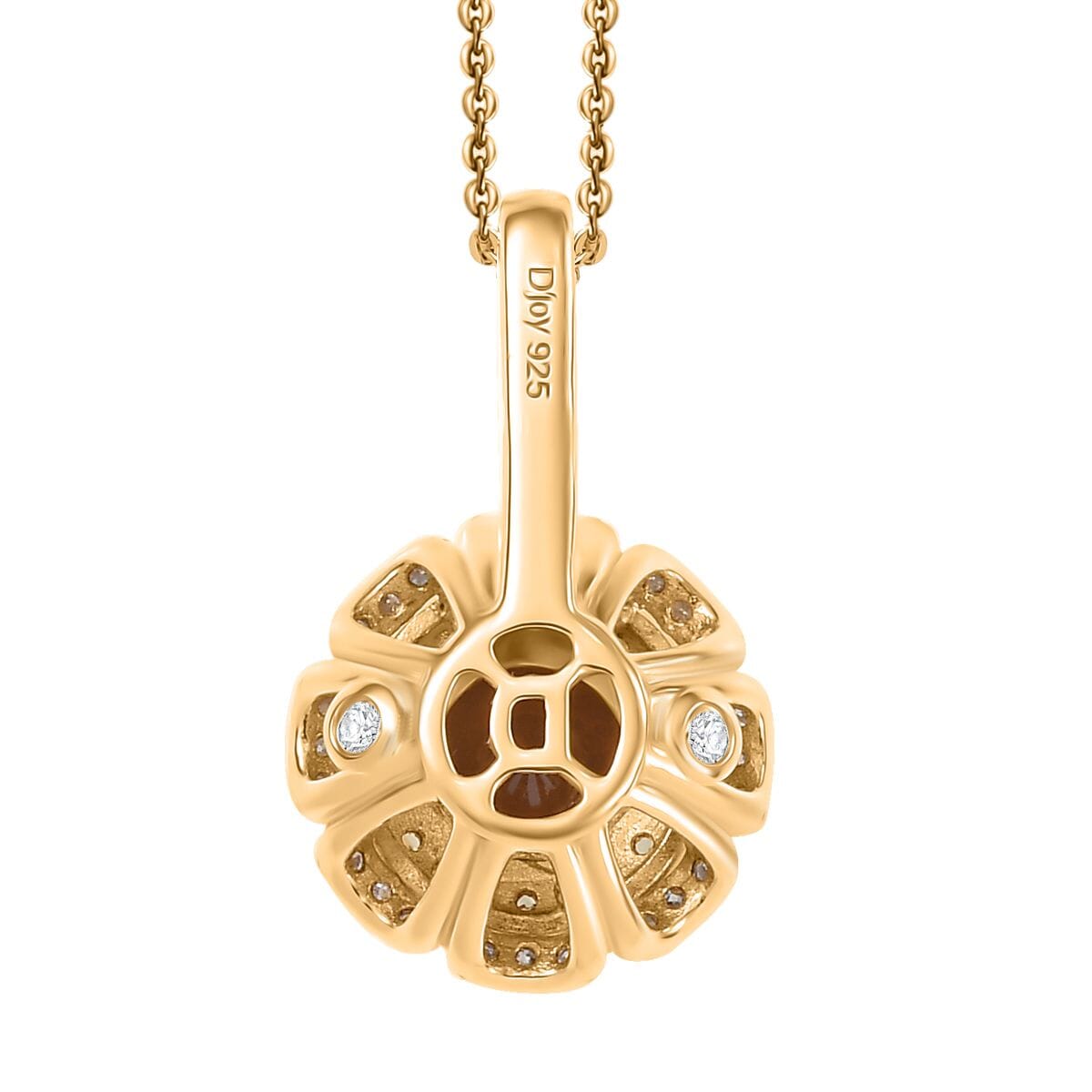 D'Joy 100 Facet Golden Turkizite and Multi Gemstone 2.10 ctw Floral Pendant Necklace 20 Inches in 18K Vermeil Yellow Gold Over Sterling Silver image number 4