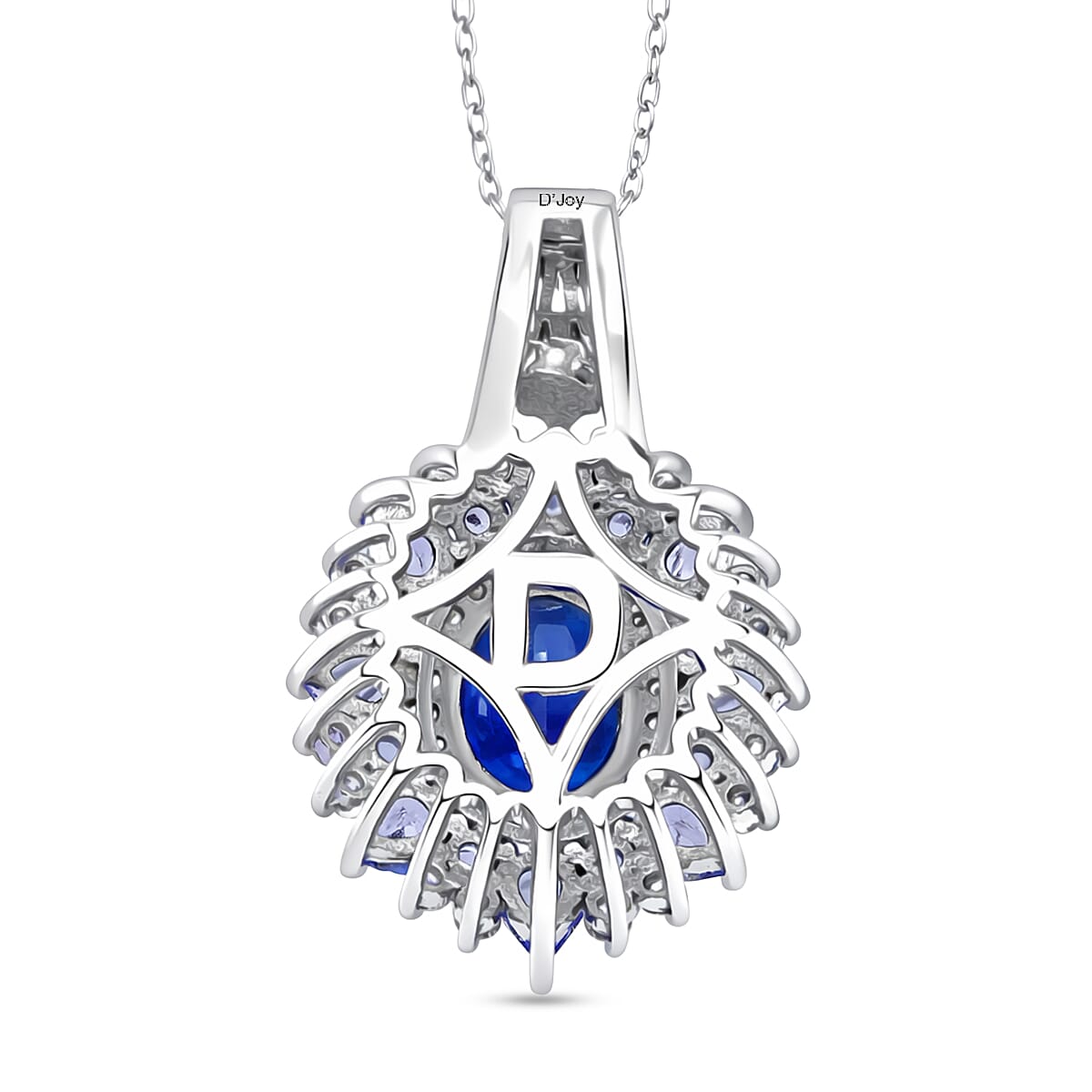 D'Joy Kashmir Kyanite and Multi Gemstone 4.90 ctw Fire Bloom Pendant Necklace in Rhodium Over Sterling Silver 20 Inches