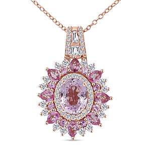 D'Joy Martha Rocha Kunzite and Multi Gemstone 4.90 ctw Pendant Necklace in 18K Vermeil Rose Gold Over Sterling Silver 20 Inches 