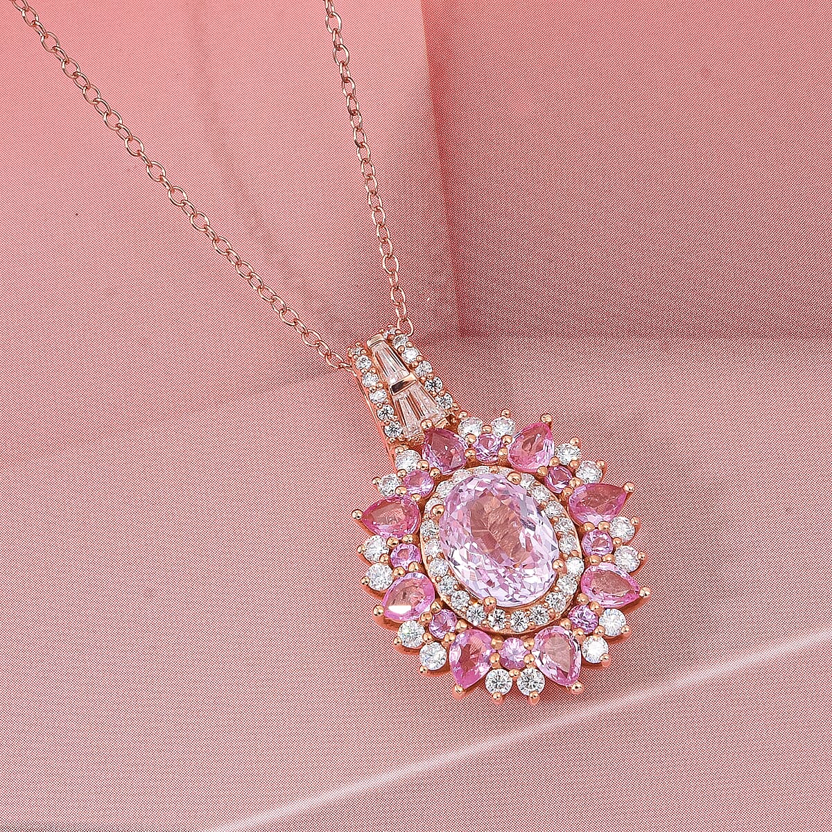 D'Joy Martha Rocha Kunzite and Multi Gemstone 4.90 ctw Pendant Necklace in 18K Vermeil Rose Gold Over Sterling Silver 20 Inches  image number 1
