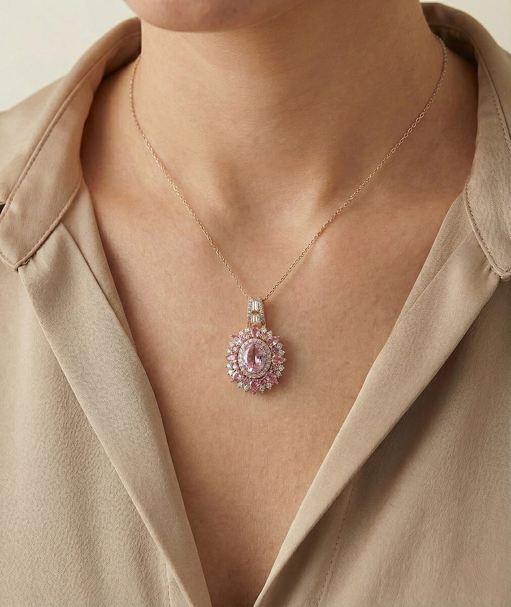D'Joy Martha Rocha Kunzite and Multi Gemstone 4.90 ctw Pendant Necklace in 18K Vermeil Rose Gold Over Sterling Silver 20 Inches  image number 2