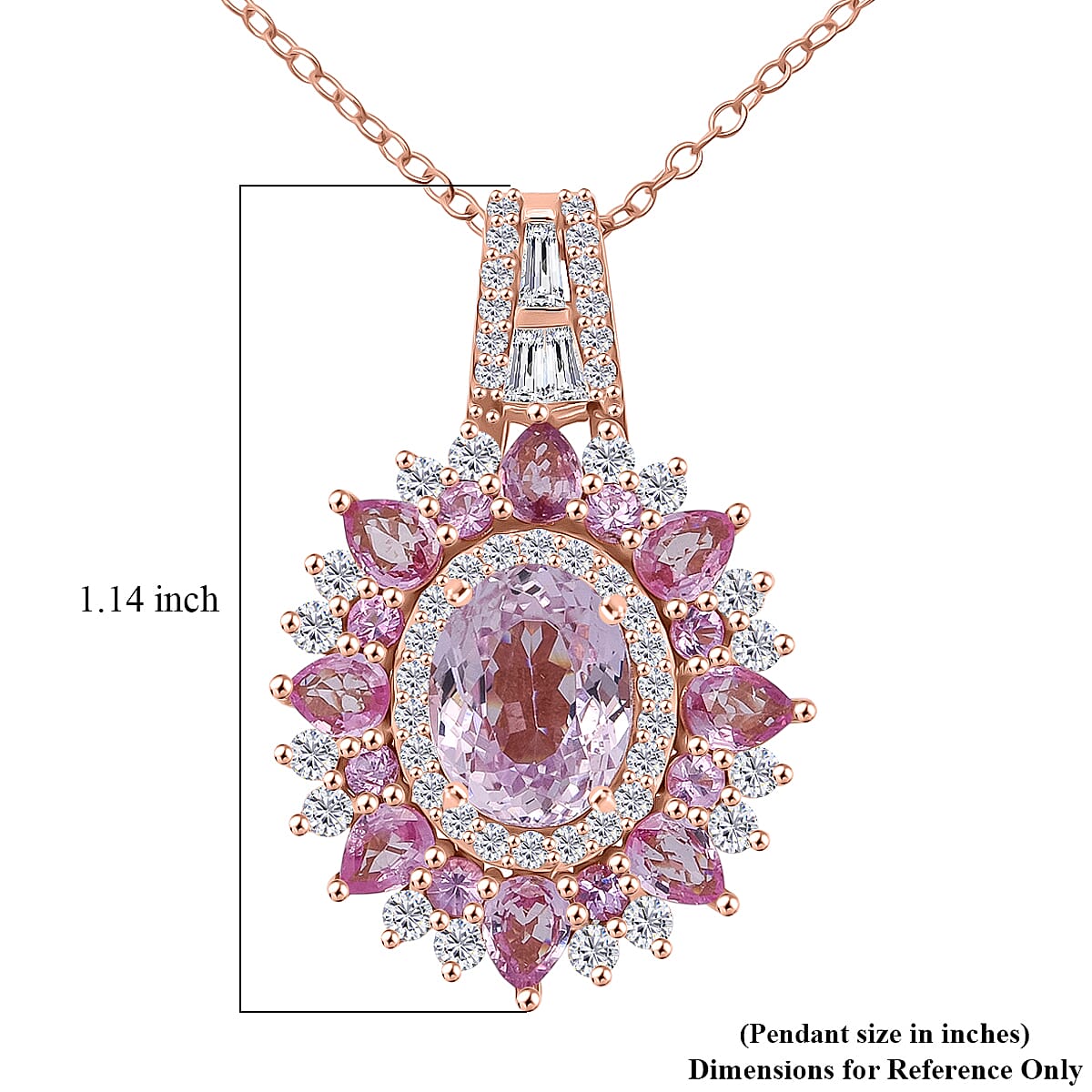 D'Joy Martha Rocha Kunzite and Multi Gemstone 4.90 ctw Pendant Necklace in 18K Vermeil Rose Gold Over Sterling Silver 20 Inches  image number 6