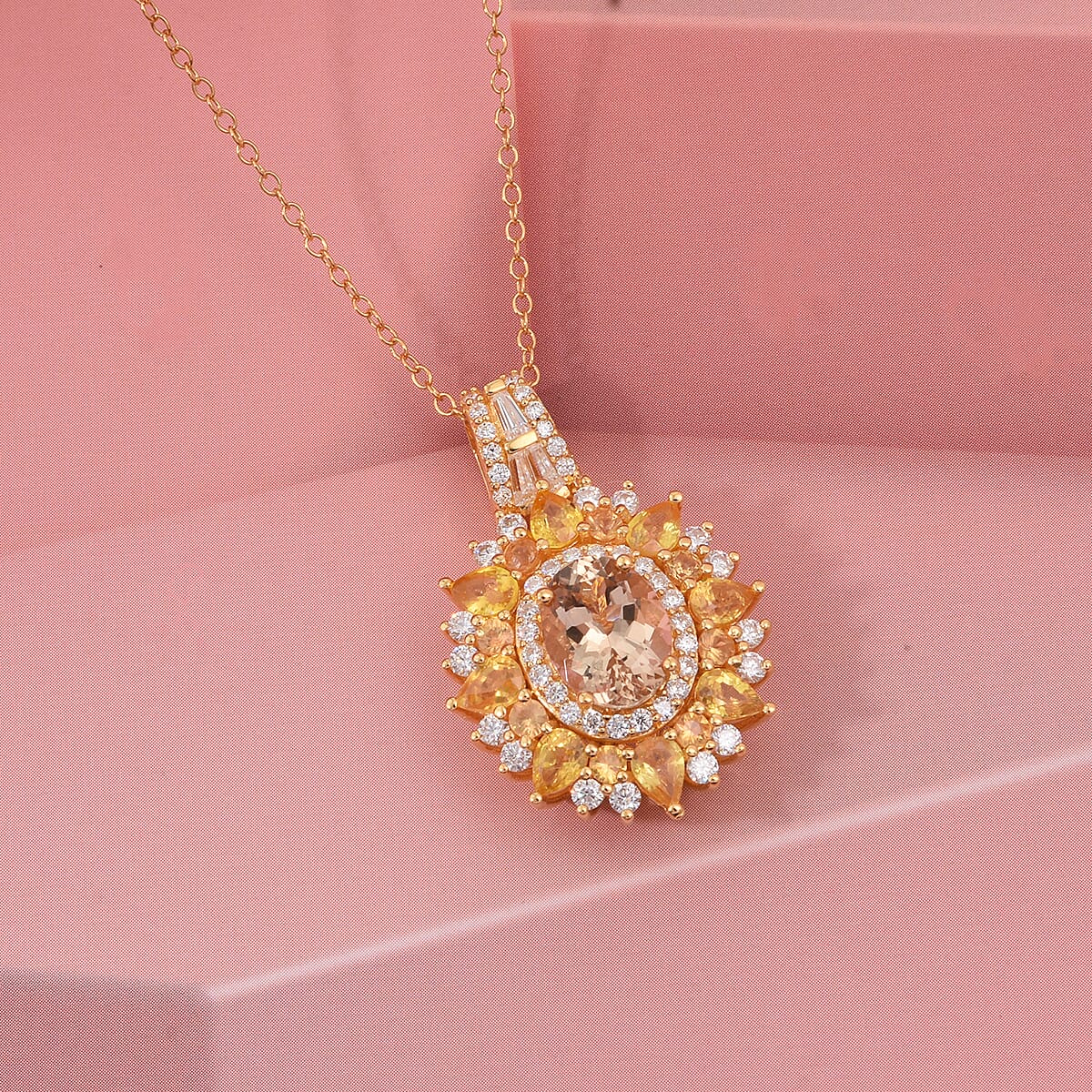 D'Joy Brazilian Heliodor and Multi Gemstone 4.25 ctw Pendant Necklace in 18K Vermeil Yellow Gold Over Sterling Silver 20 Inches  image number 1