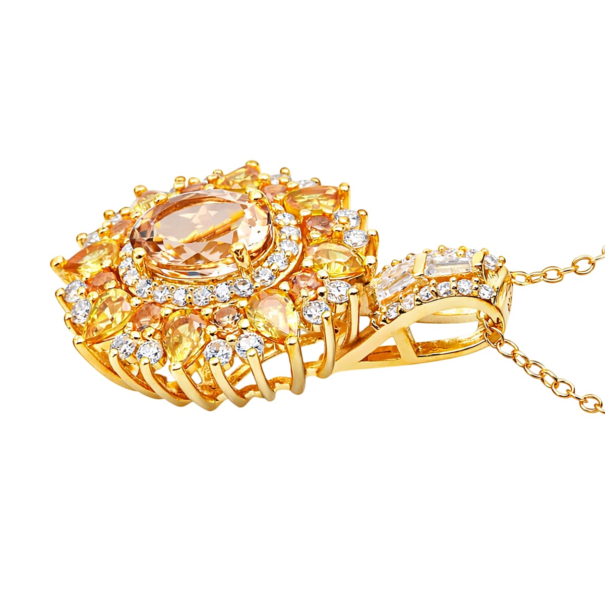 D'Joy Brazilian Heliodor and Multi Gemstone 4.25 ctw Pendant Necklace in 18K Vermeil Yellow Gold Over Sterling Silver 20 Inches  image number 3