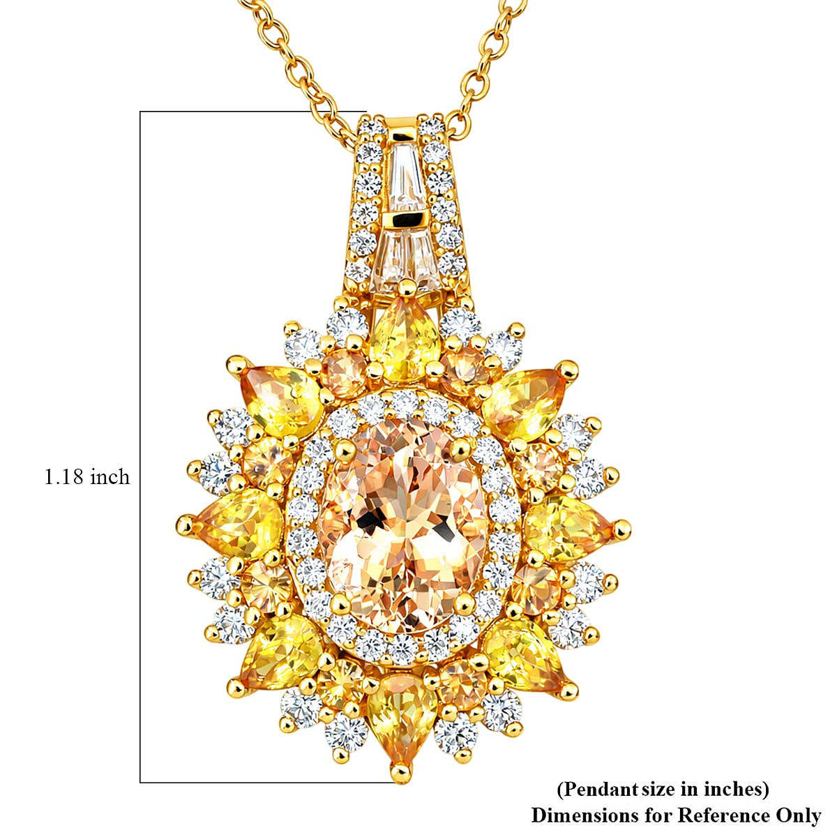 D'Joy Brazilian Heliodor and Multi Gemstone 4.25 ctw Pendant Necklace in 18K Vermeil Yellow Gold Over Sterling Silver 20 Inches  image number 5